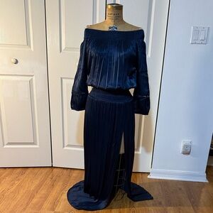 Elegant Navy Long Sleeve Dress